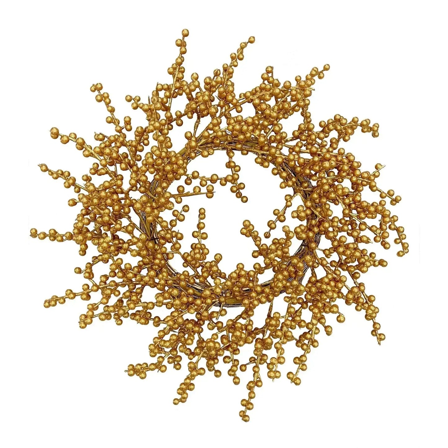 Gold berry wreath for festive home décor, decorative accent for door or seasonal celebrations