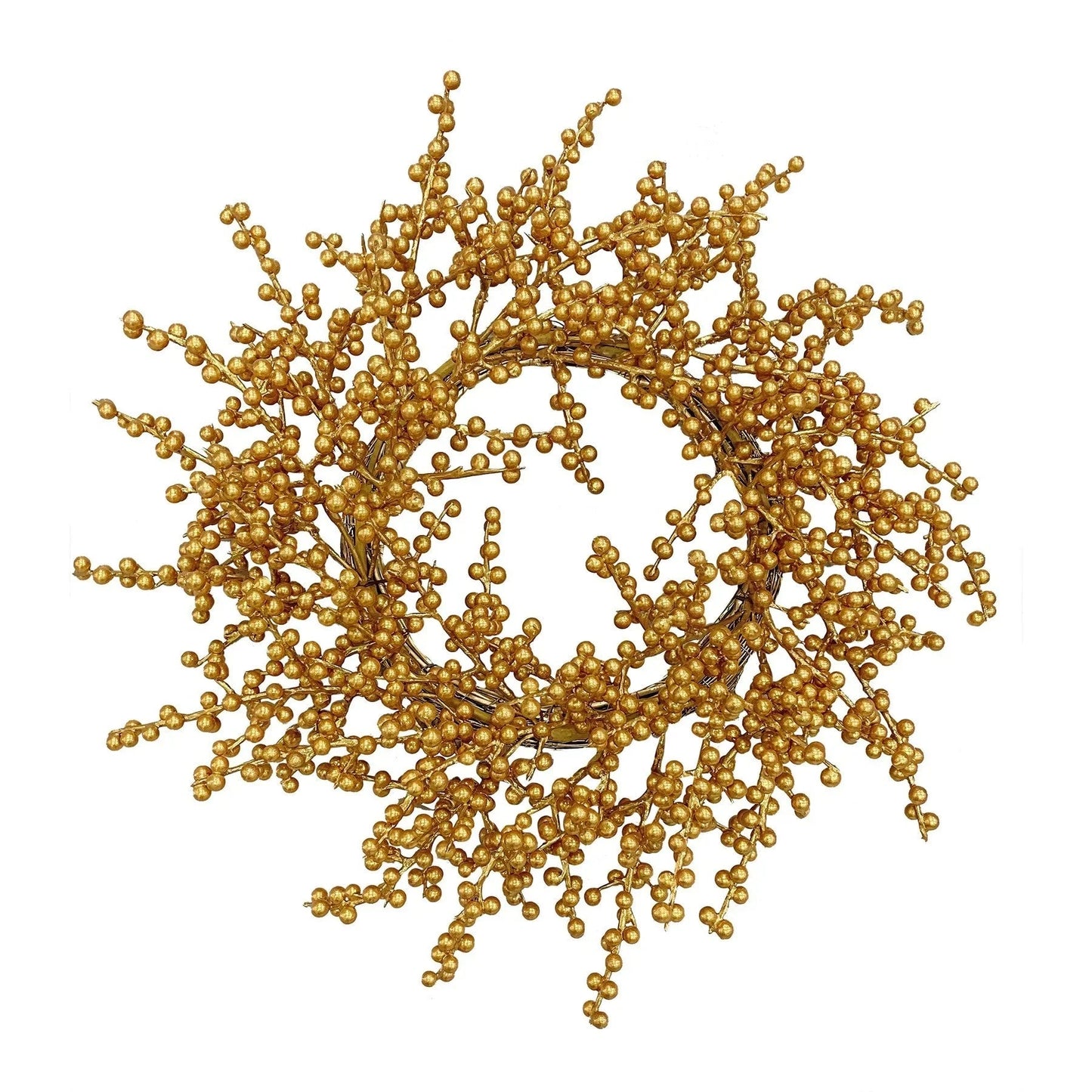 Gold berry wreath for festive home décor, decorative accent for door or seasonal celebrations