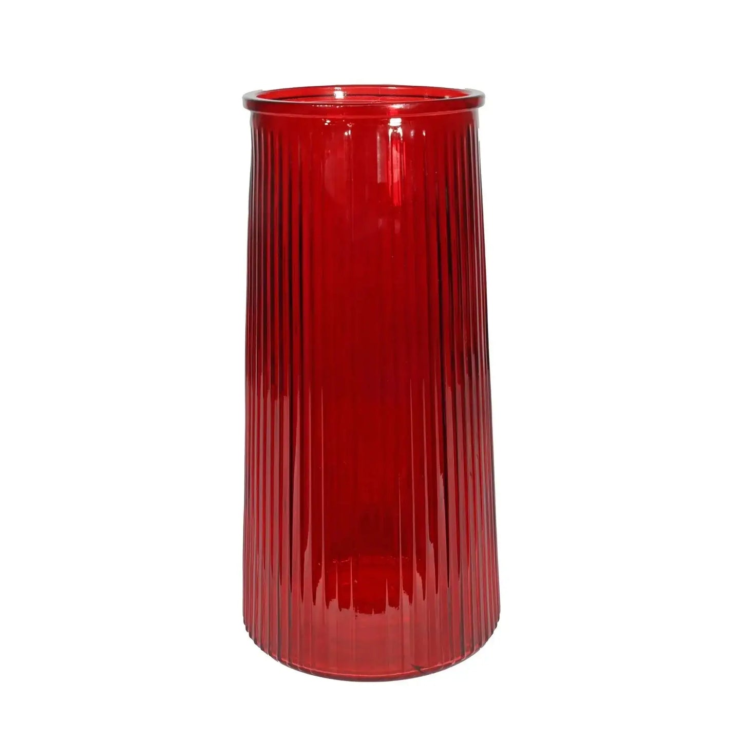 Red Tall Ribbed Graduated Glass Vase (32cm)Â