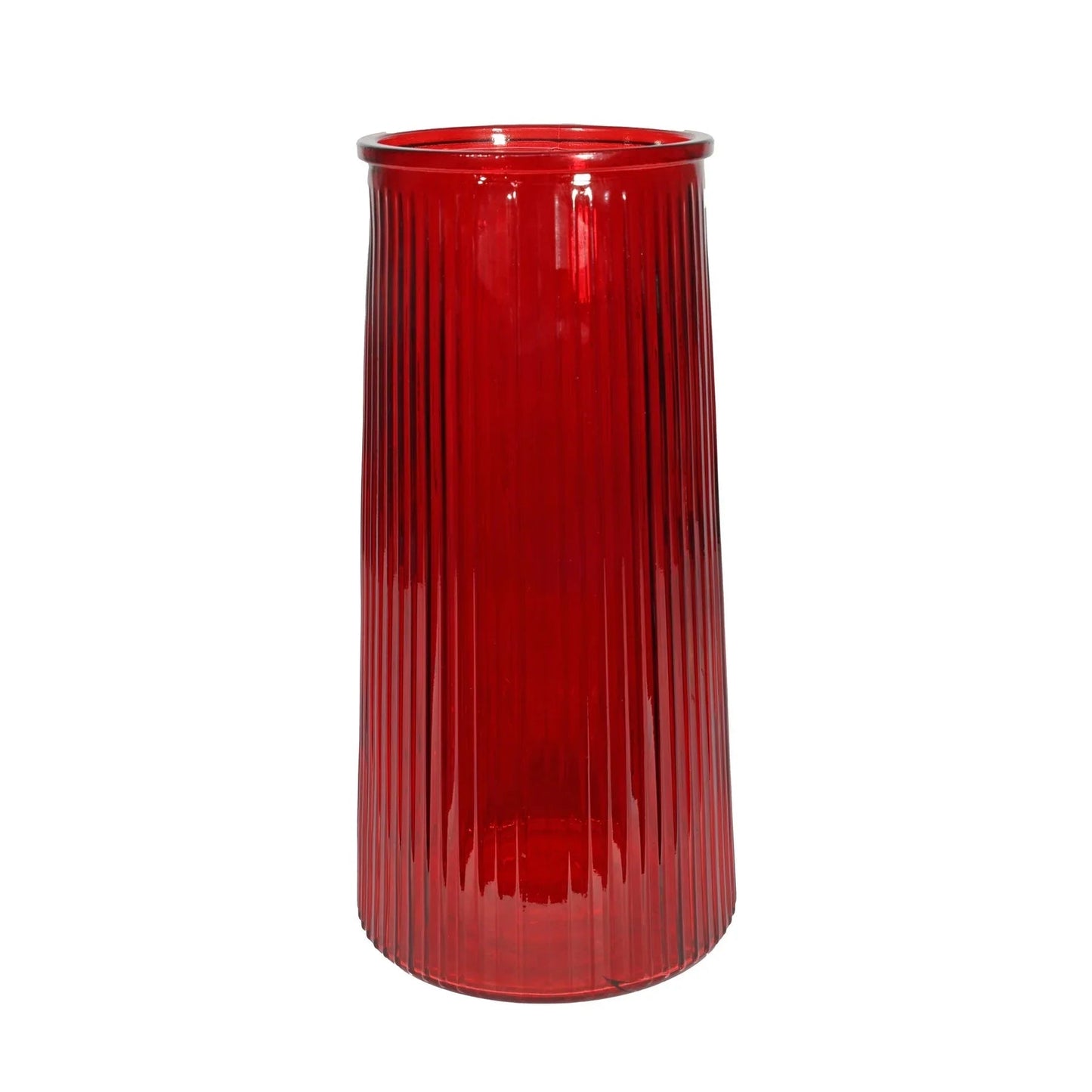Red Tall Ribbed Graduated Glass Vase (32cm)Â