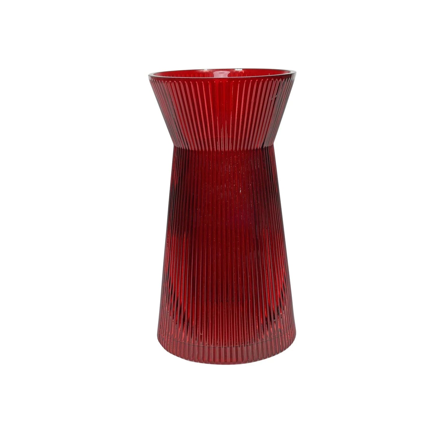 Red Tall Ribbed Sweetheart Glass Vase (26cm)