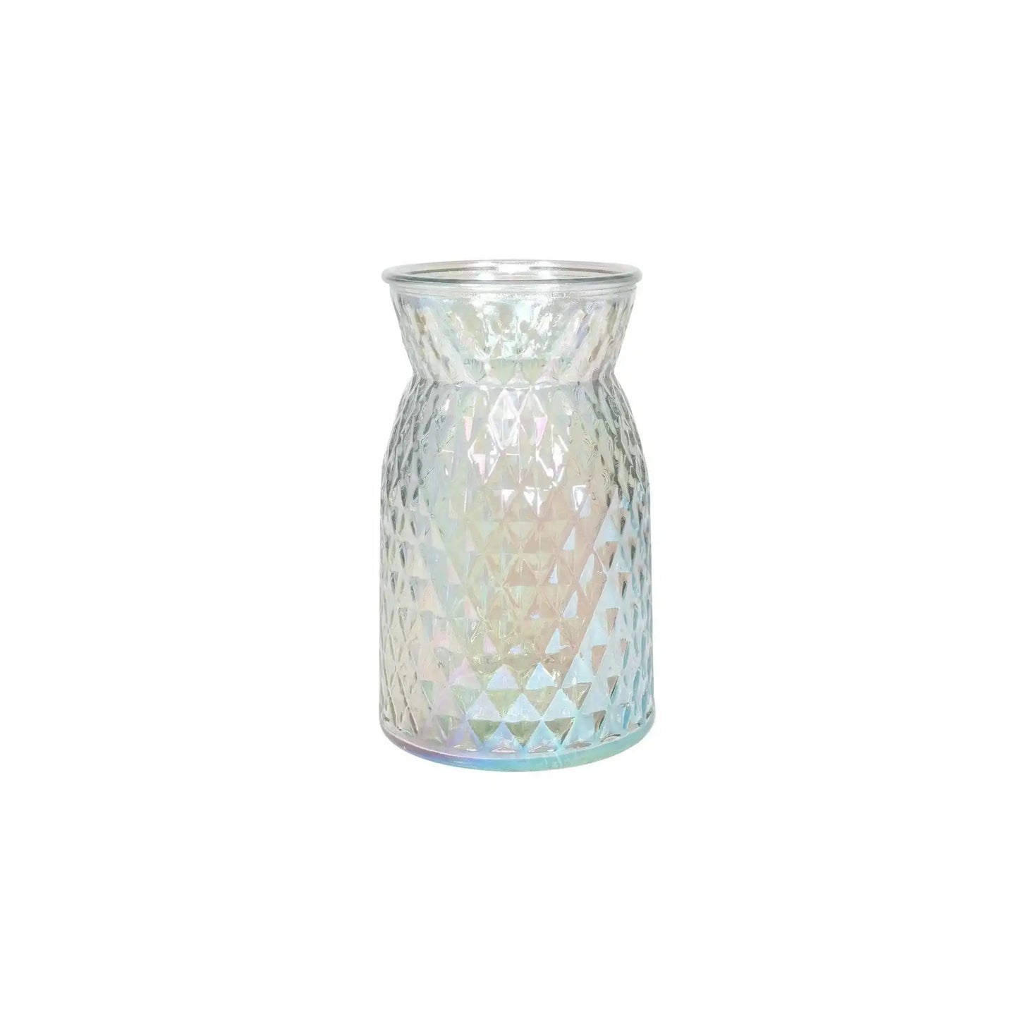 Meadow Flower Vase with Diamond Embossed Pattern and Iridescent Effect (18cm)