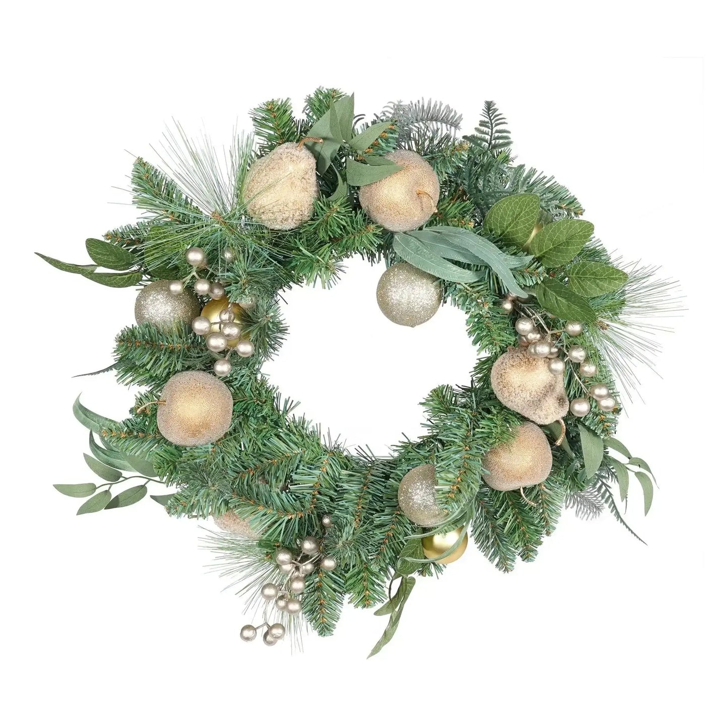 Golden Fruit Bauble and Berry Wreath (60cm)