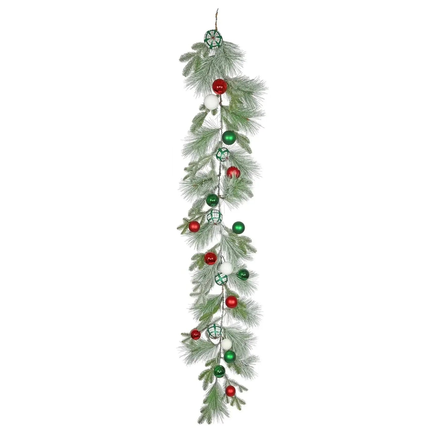Snowy Mixed Foliage and Bauble Garland (180cm)