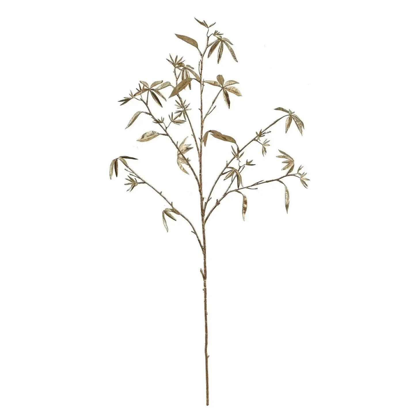 Gold metallic artificial foliage stem for home décor and floral arrangements