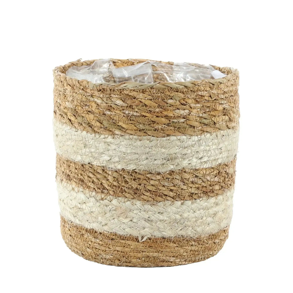 Natural Seagrass and Braided Jute Basket (16cm x 16cm)