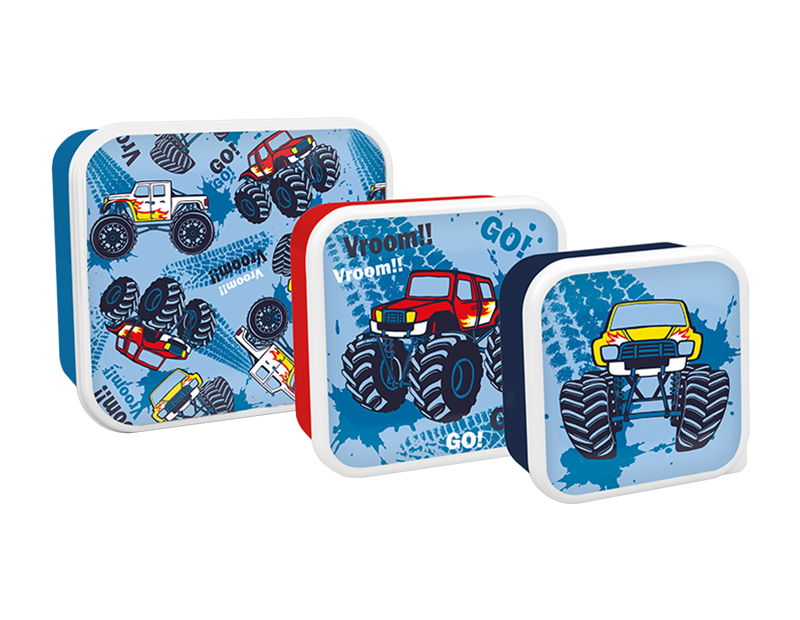 Pack of 3 Boys Printed Food Boxes