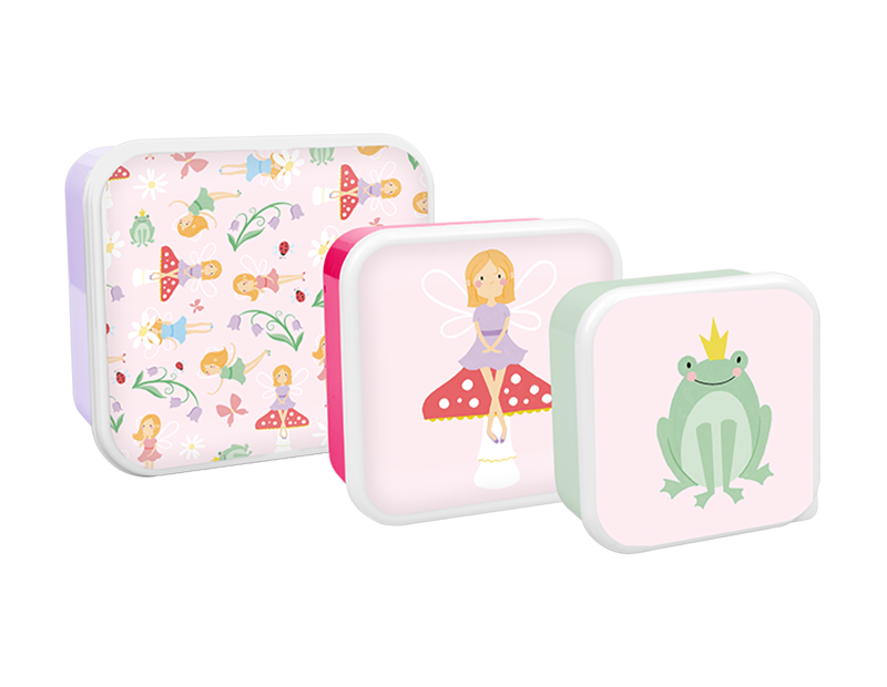 Pack of 3 Girls Printed Food Boxes (Princess & Unicorns Assorted)