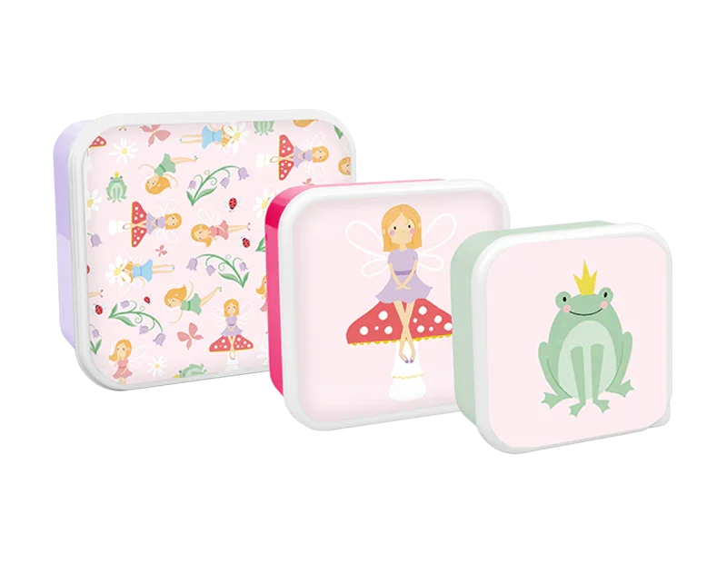 Pack of 3 Girls Printed Food Boxes (Princess & Unicorns Assorted)