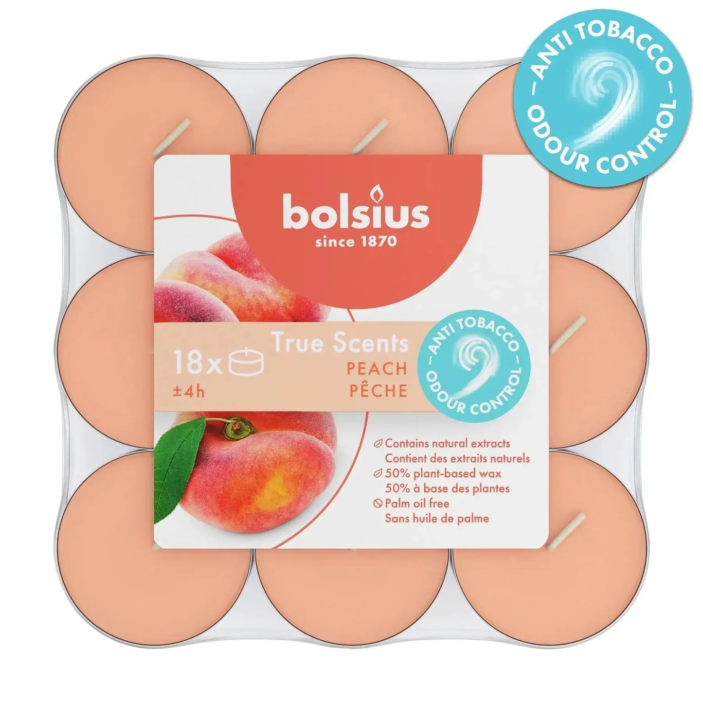 Bolsius True Scent Tealights - Peach (18 Pack) - Bristow Direct