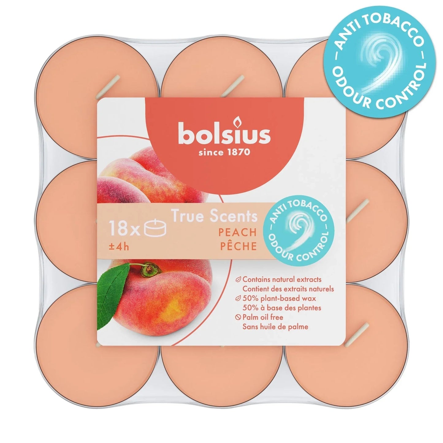 Bolsius True Scent Tealights - Peach (18 Pack) - Bristow Direct