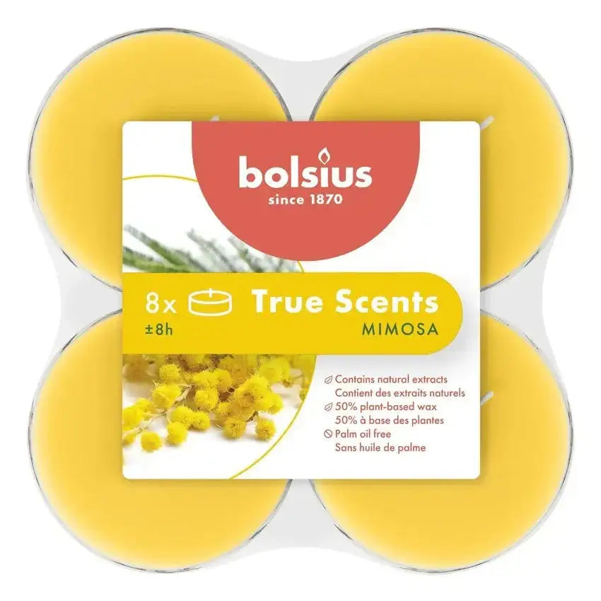 Bolsius True Scents Fragrance Clear Cup Maxi Tealights- Mimosa - Bristow Direct