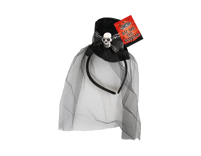 Halloween Top Hat & Veil Headband