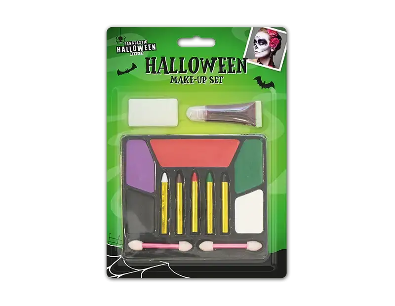 Bristow Direct Halloween make-up set with colorful face paints, pencils, and sponges.