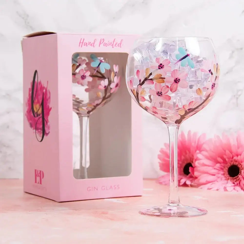 Blossom and Dragonfly Gin Glass