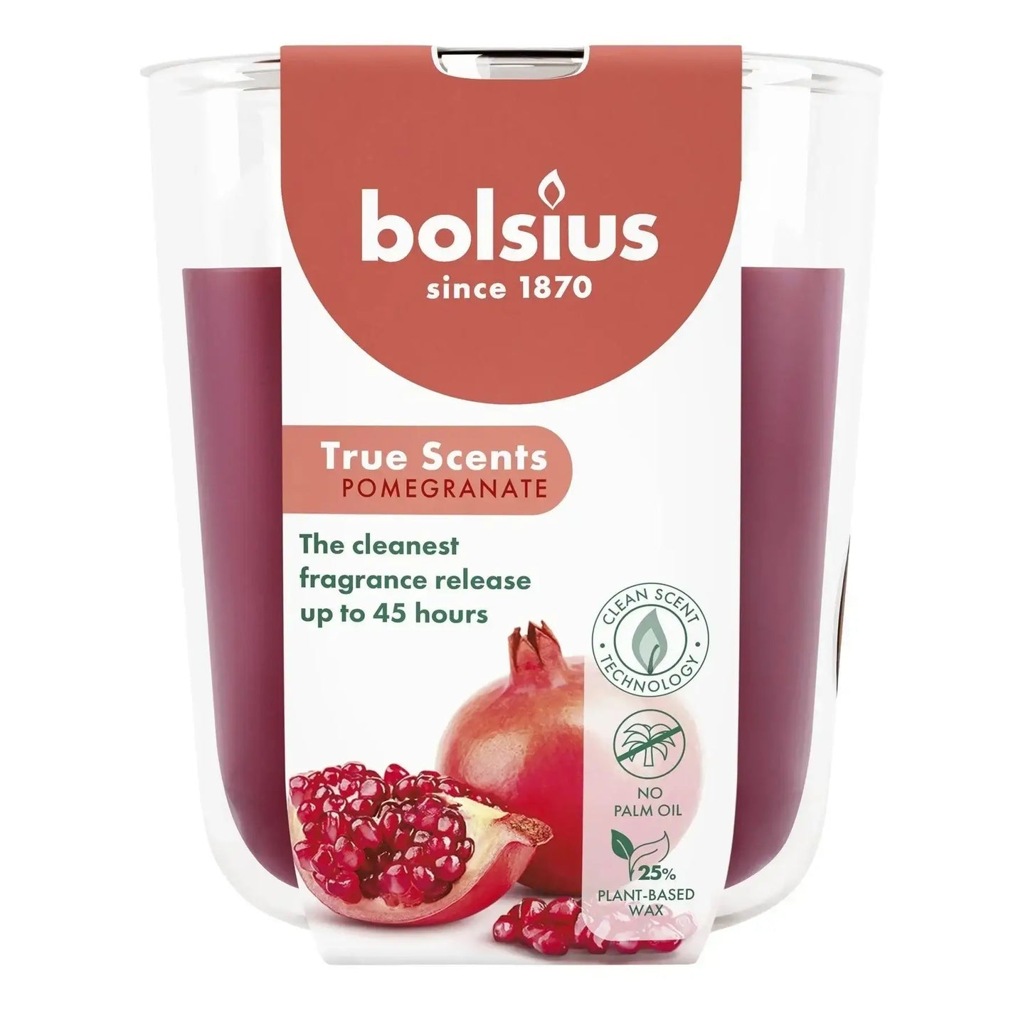 Bolsius True Scents Fragrance Large Candle Glass- Pomegranate - Bristow Direct
