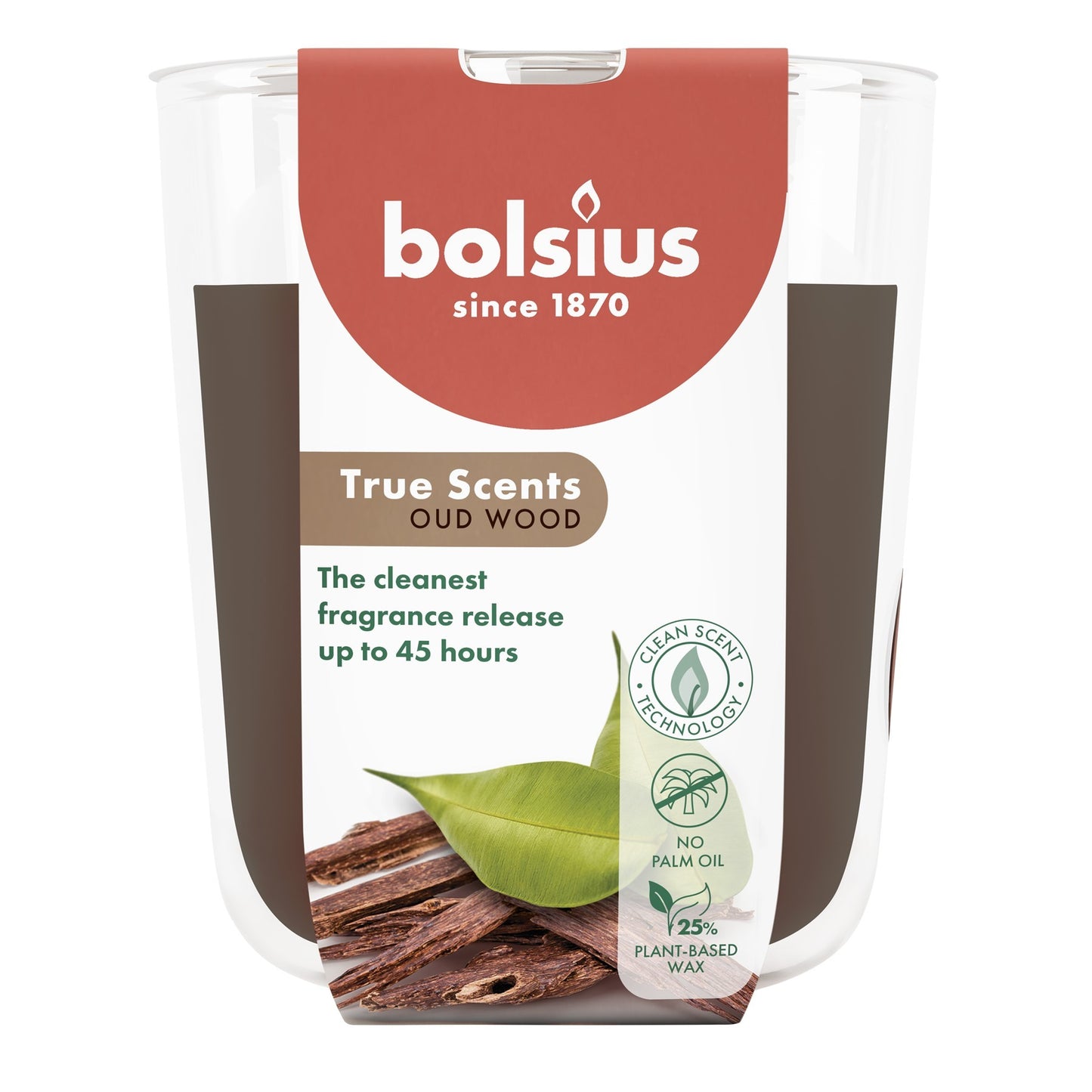 Bolsius True Scents Fragrance Large Candle Glass- Oud Wood