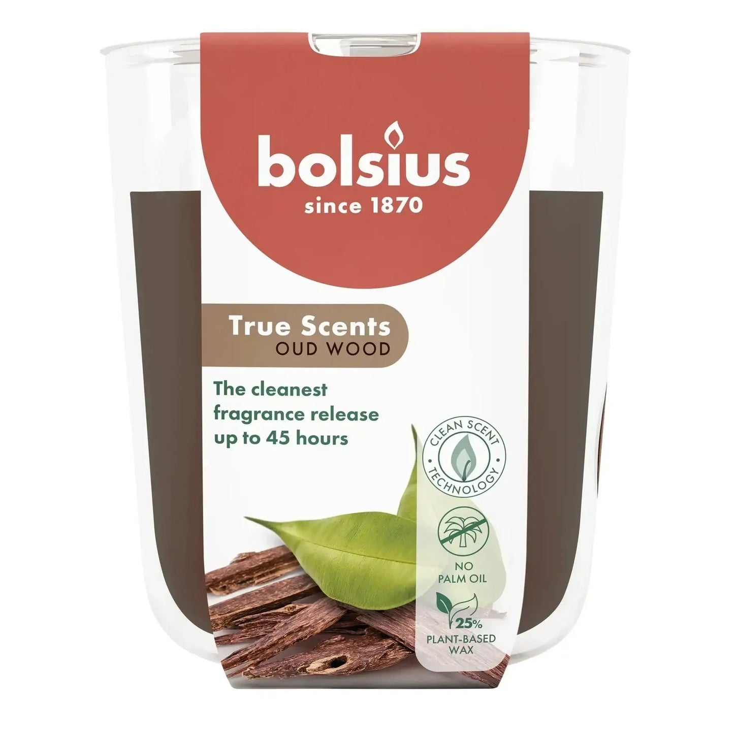 Bolsius True Scents Fragrance Large Candle Glass- Oud Wood - Bristow Direct