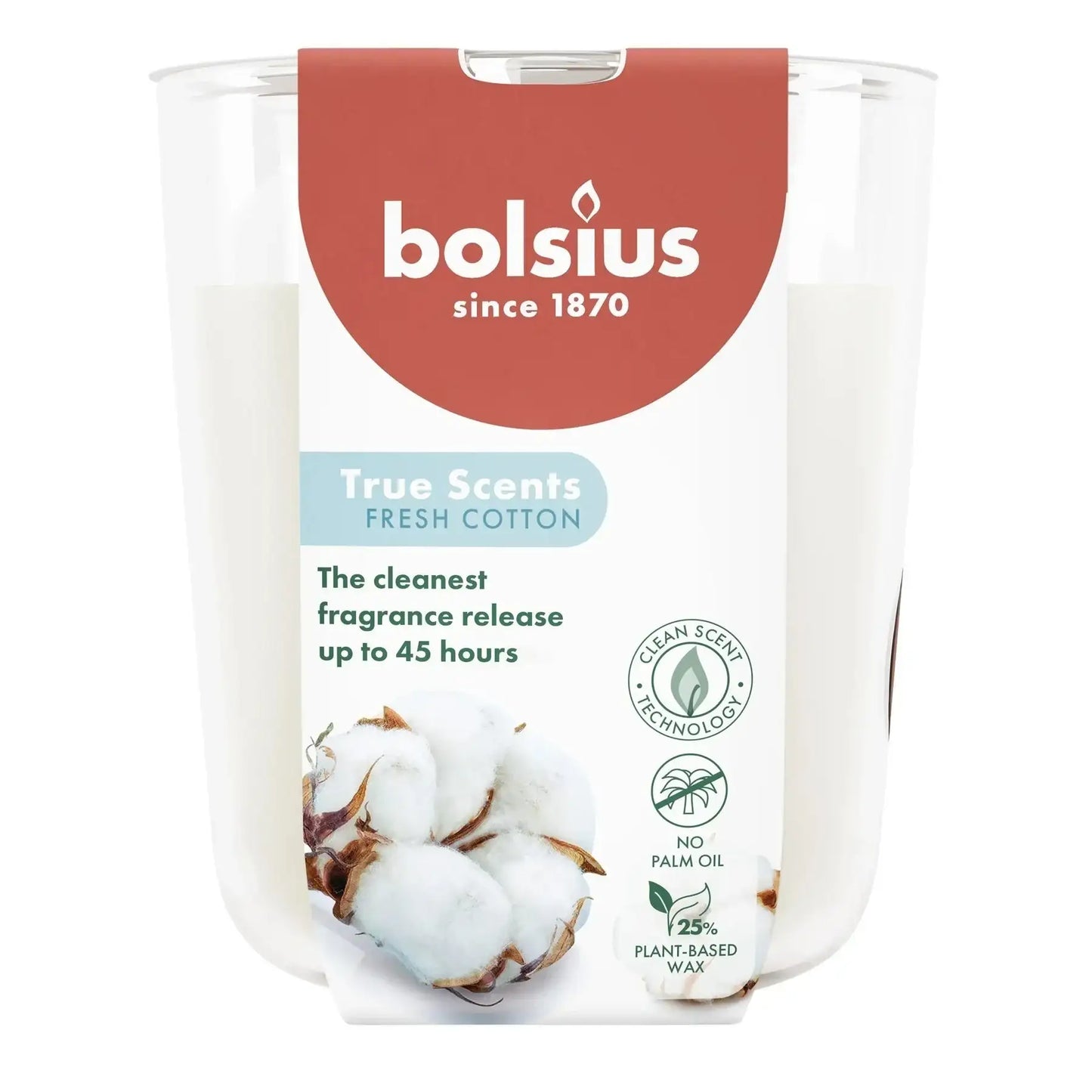 Bolsius True Scents Fragrance Large Candle Glass- Fresh Cotton - Bristow Direct