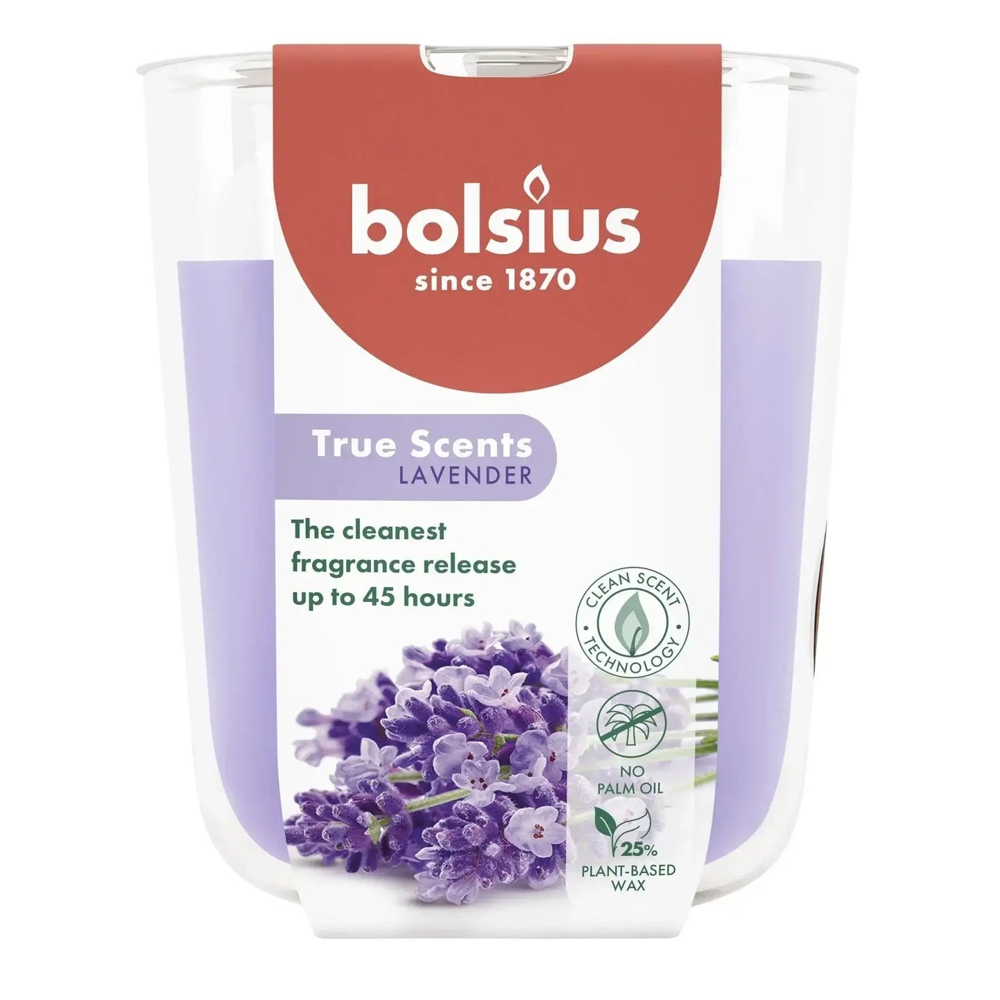 Bolsius True Scents Fragrance Large Candle Glass- Lavender - Bristow Direct