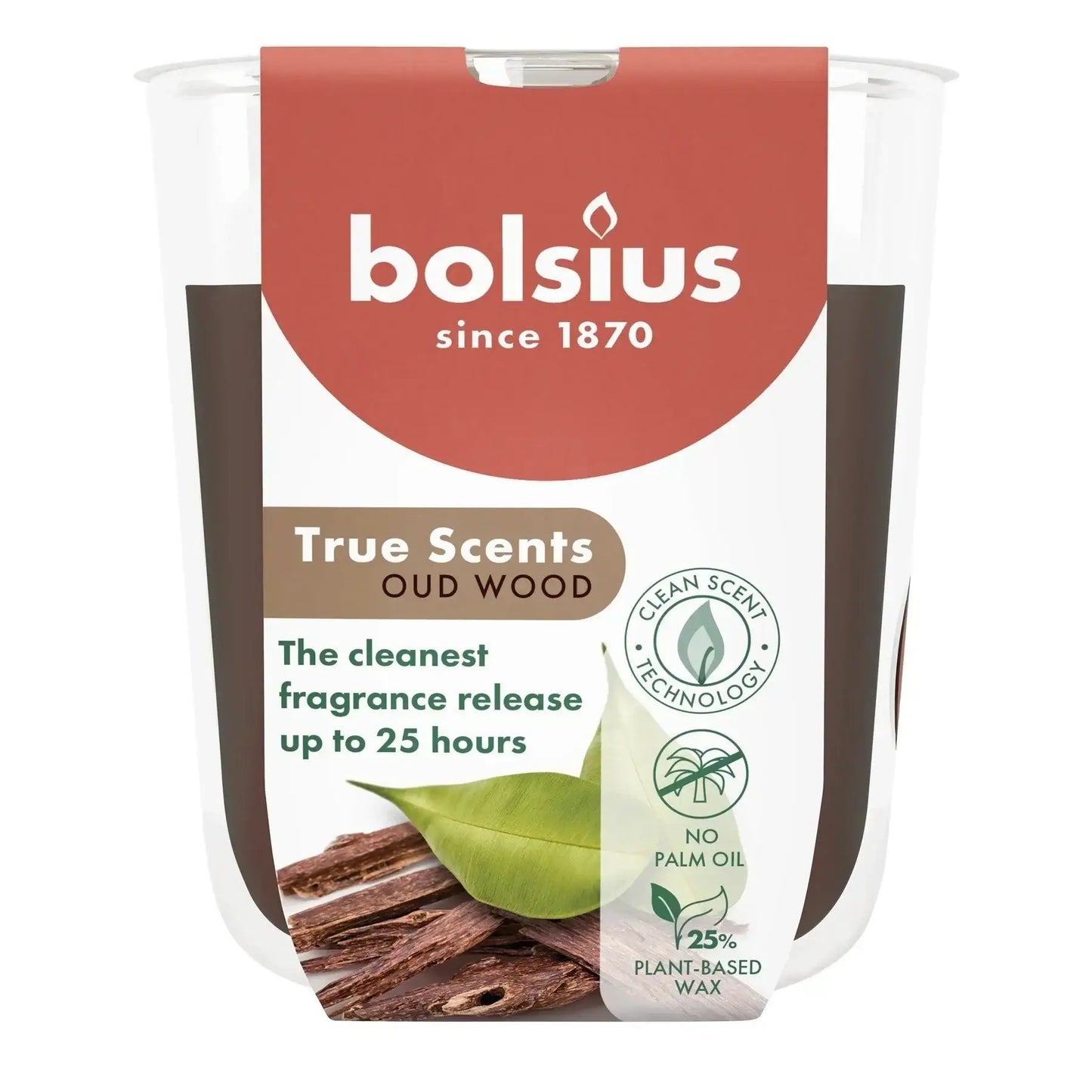 Bolsius True Scents Fragrance Small Candle Glass- Oud Wood - Bristow Direct
