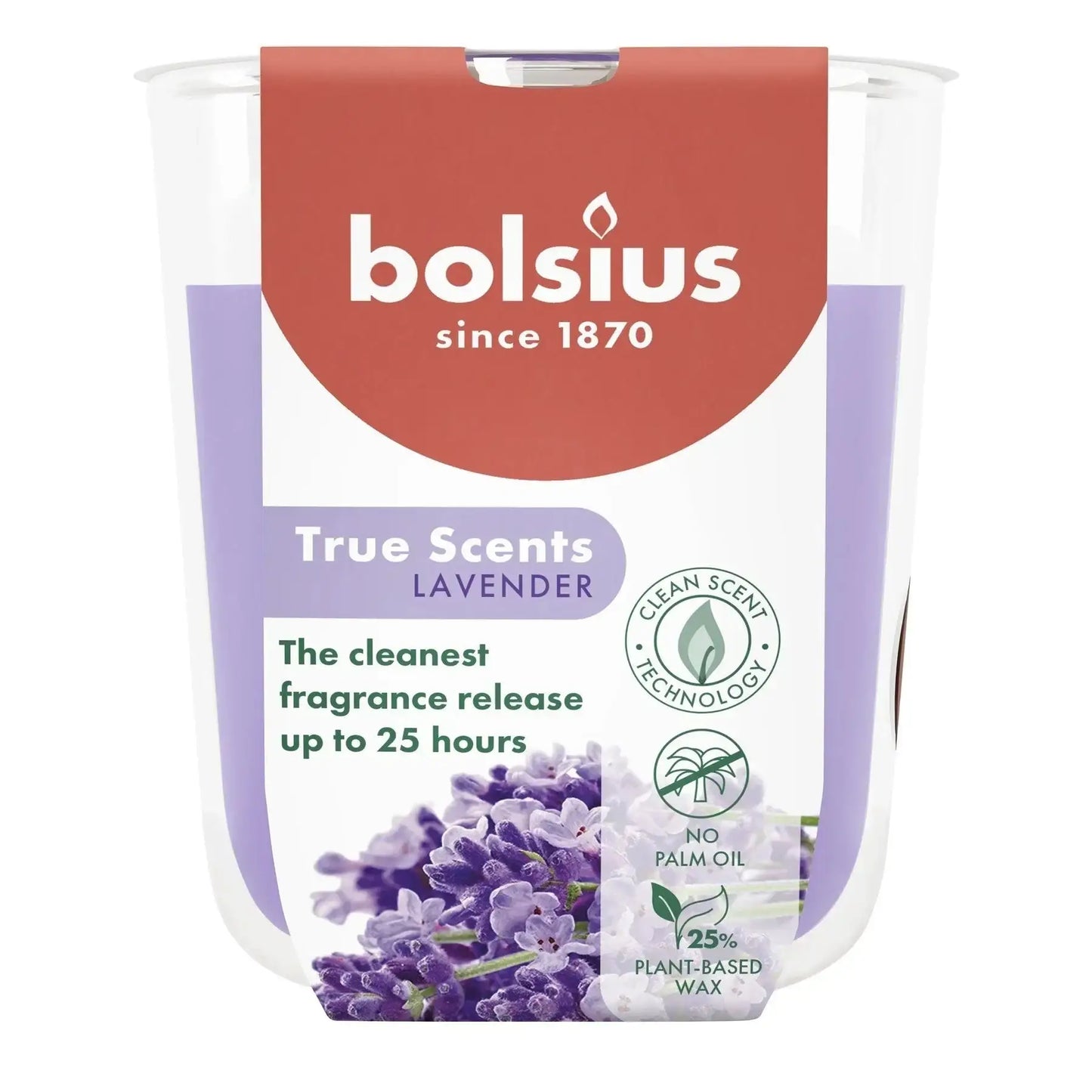 Bolsius True Scents Fragrance Small Candle Glass- Lavender - Bristow Direct
