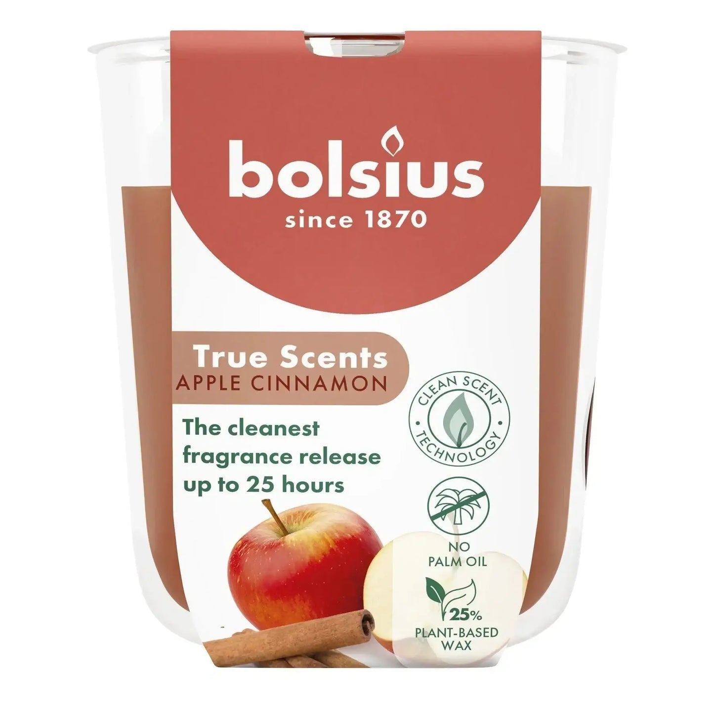Bolsius True Scents Fragrance Small Candle Glass- Apple Cinnamon - Bristow Direct