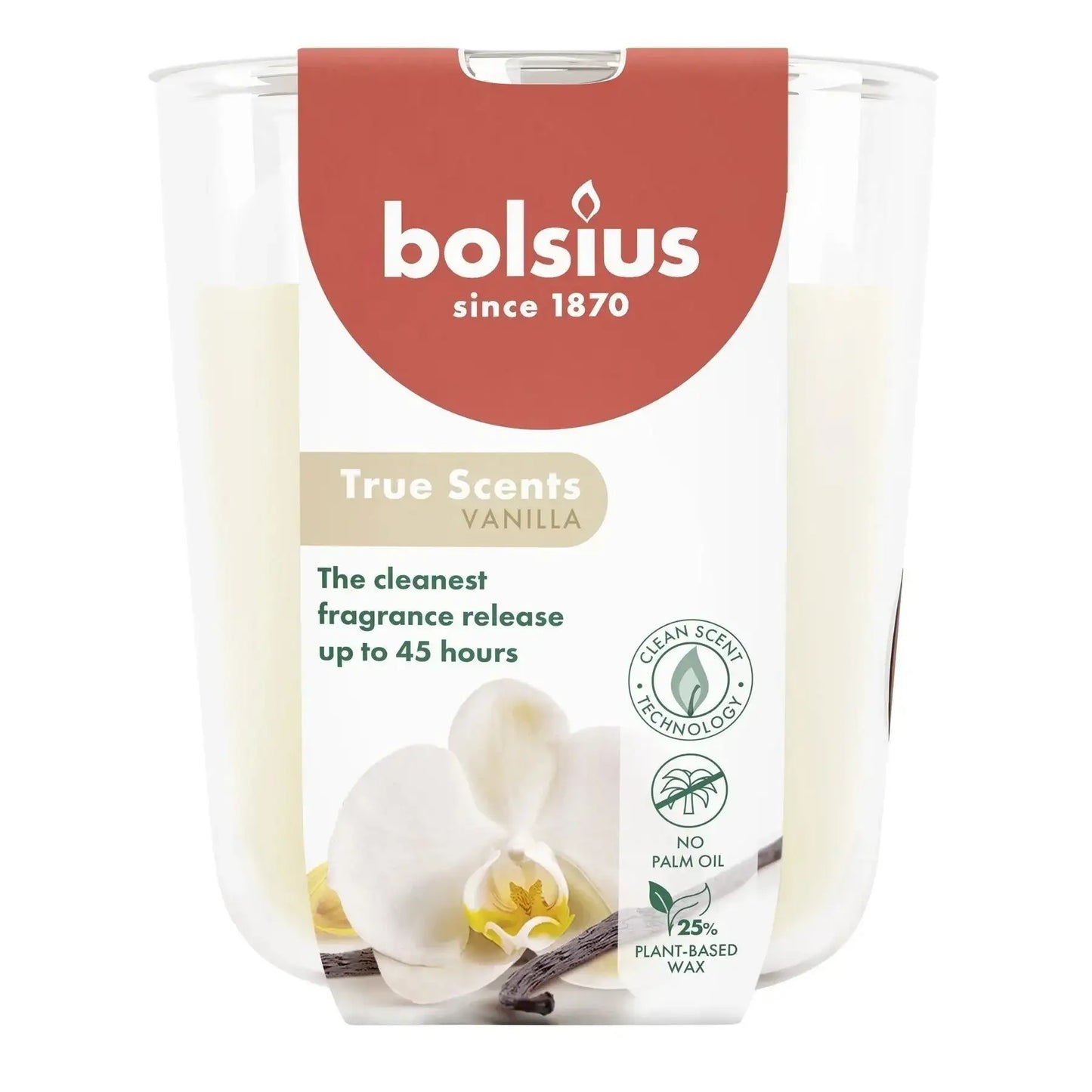 Bolsius True Scents Fragrance Large Candle Glass - Vanilla - Bristow Direct