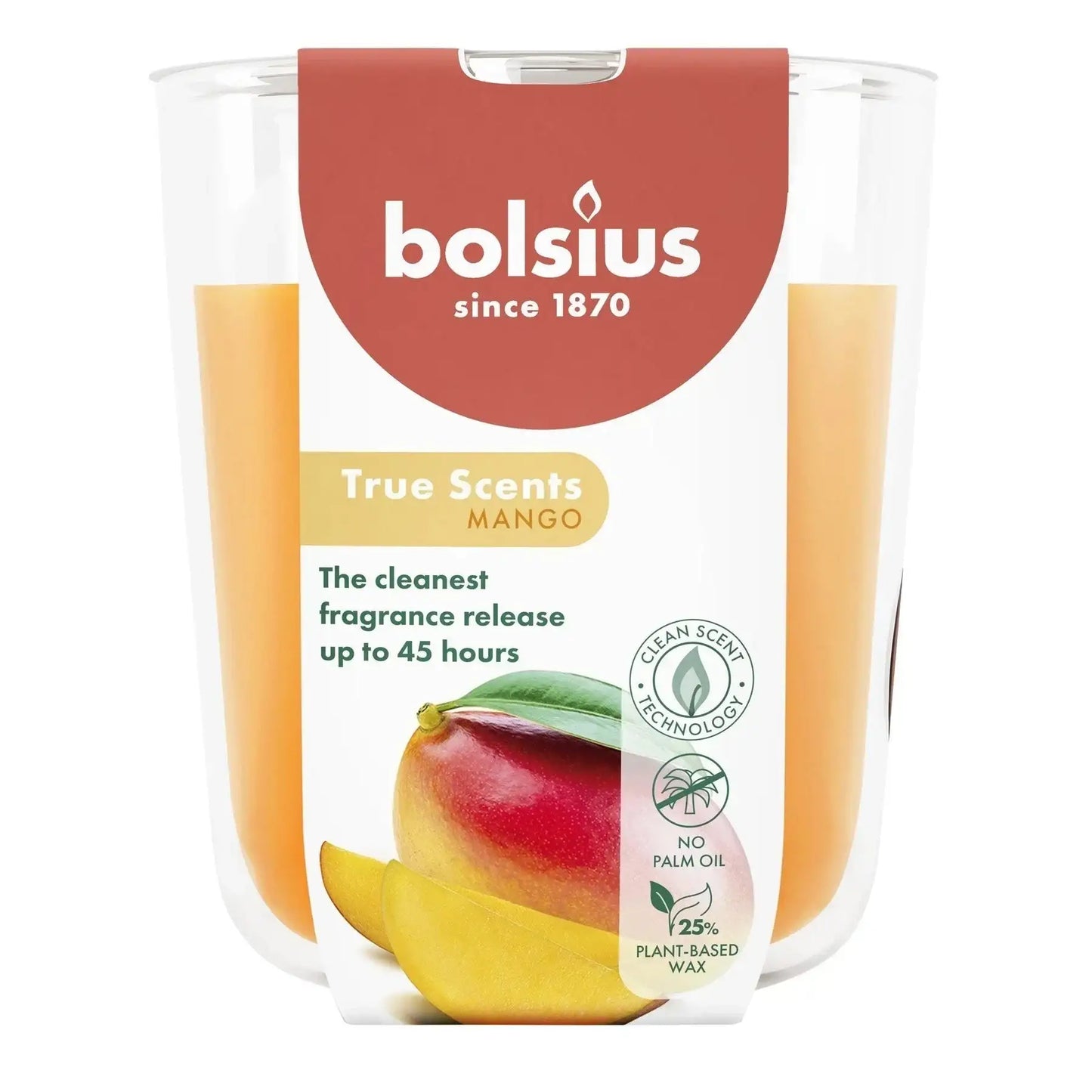 Bolsius True Scents Fragrance Large Candle Glass- Mango - Bristow Direct