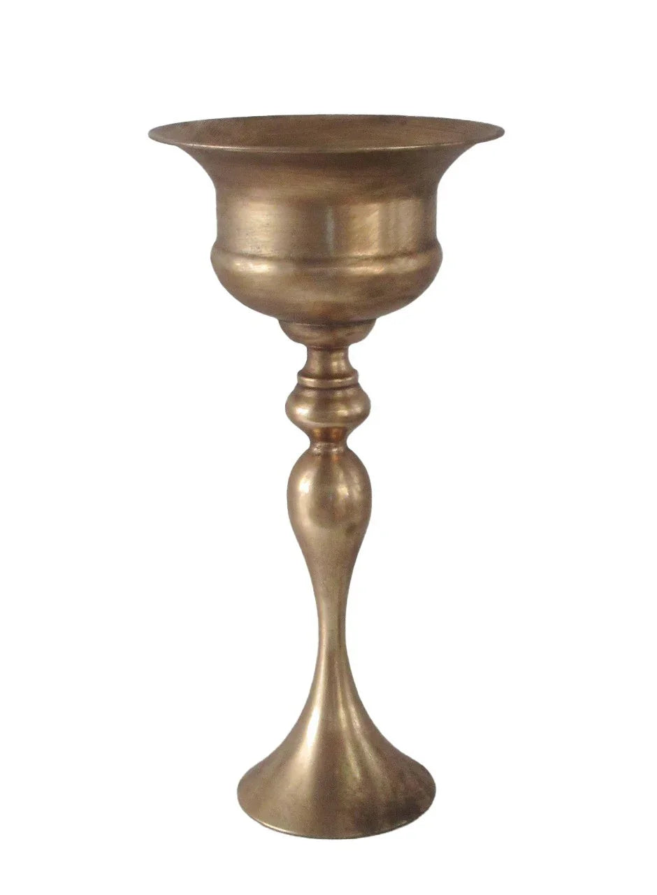 Antique Gold Creation Metal Bowl on Tall Stem (58.5cm)