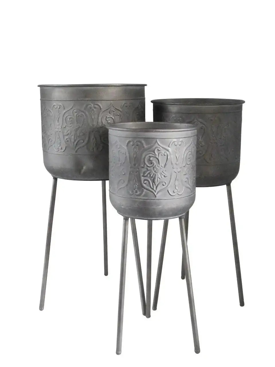 Grey Creation Legacy Zinc Planters on Stands (Set of 3)