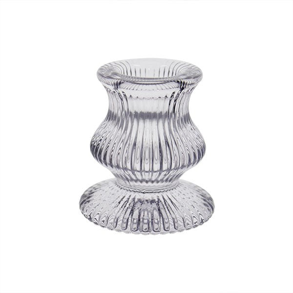 Discover the Clear Eliza Glass Taper Candle Holder (6cm) at Bristow Direct