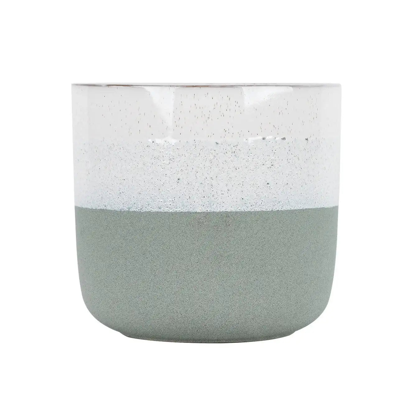 Hortus Green and White Bordeaux Stoneware Pot (22.5cm H x 24.5cm Dia)