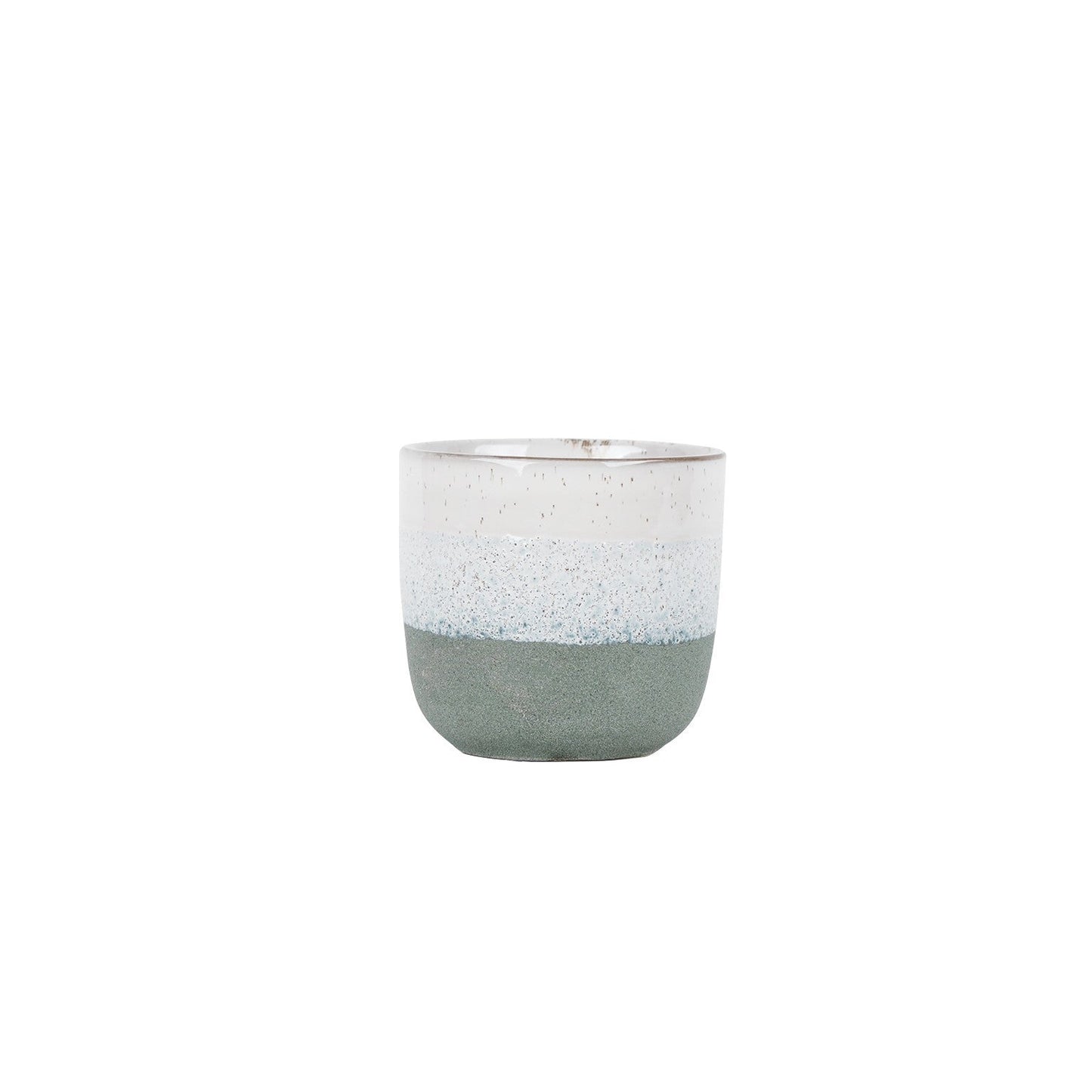 Hortus Green & White Bordeaux Stoneware Pot (12cm H x 13cm Dia)