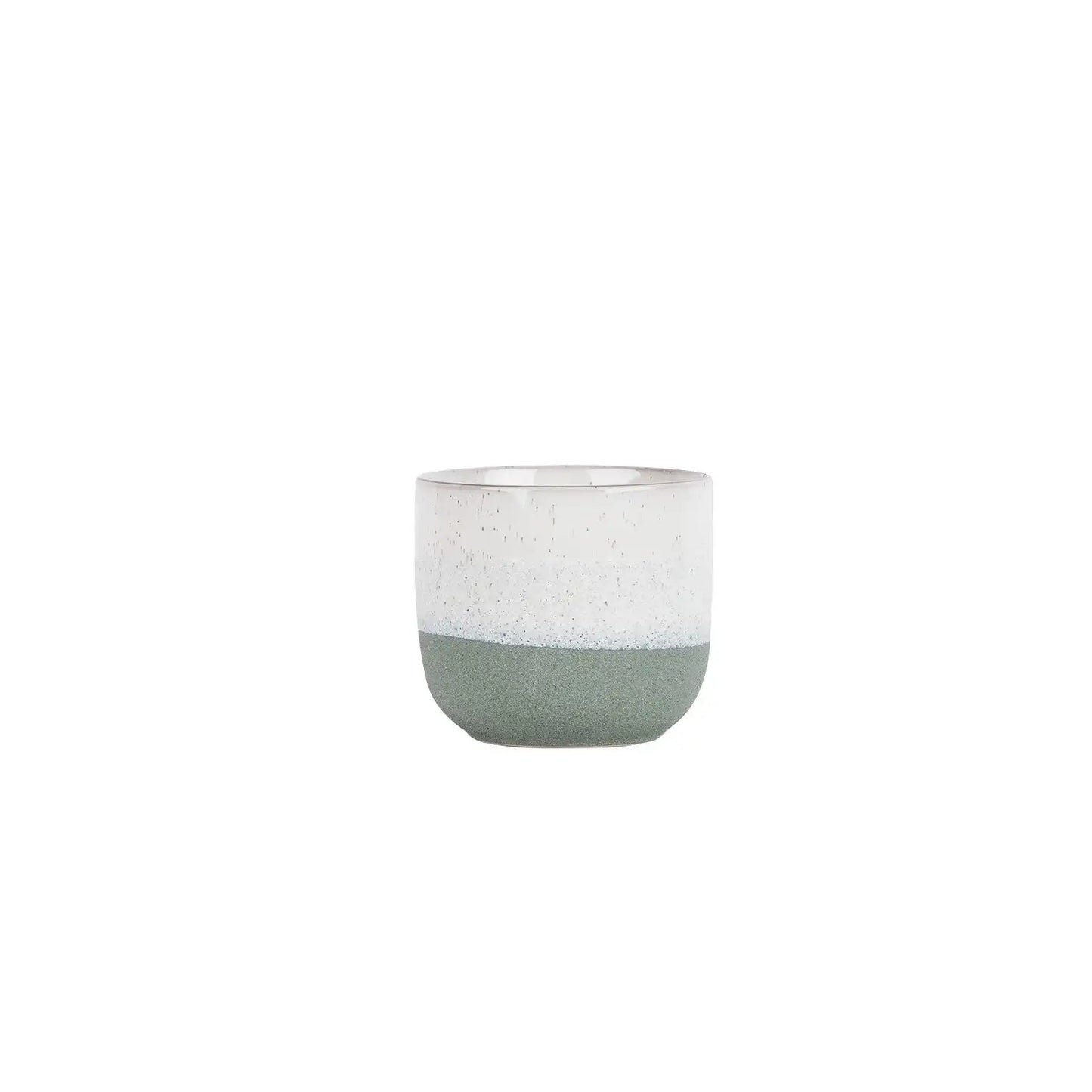 Hortus Green and White Bordeaux Stoneware Pot (11cm H x 12.5cm Dia)