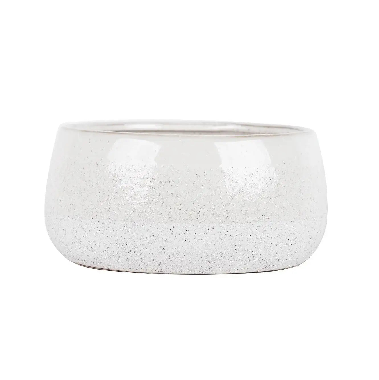 Hortus White Bordeaux Stoneware Pot (13.5cm H x 25.5cm Dia)