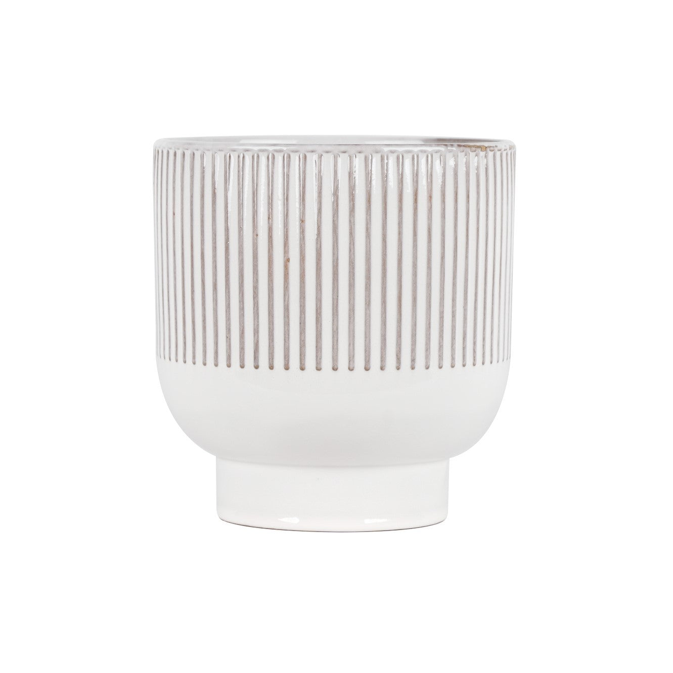 Hortus Cream Toulon Stoneware Pot (21cm H x 20cm Dia)