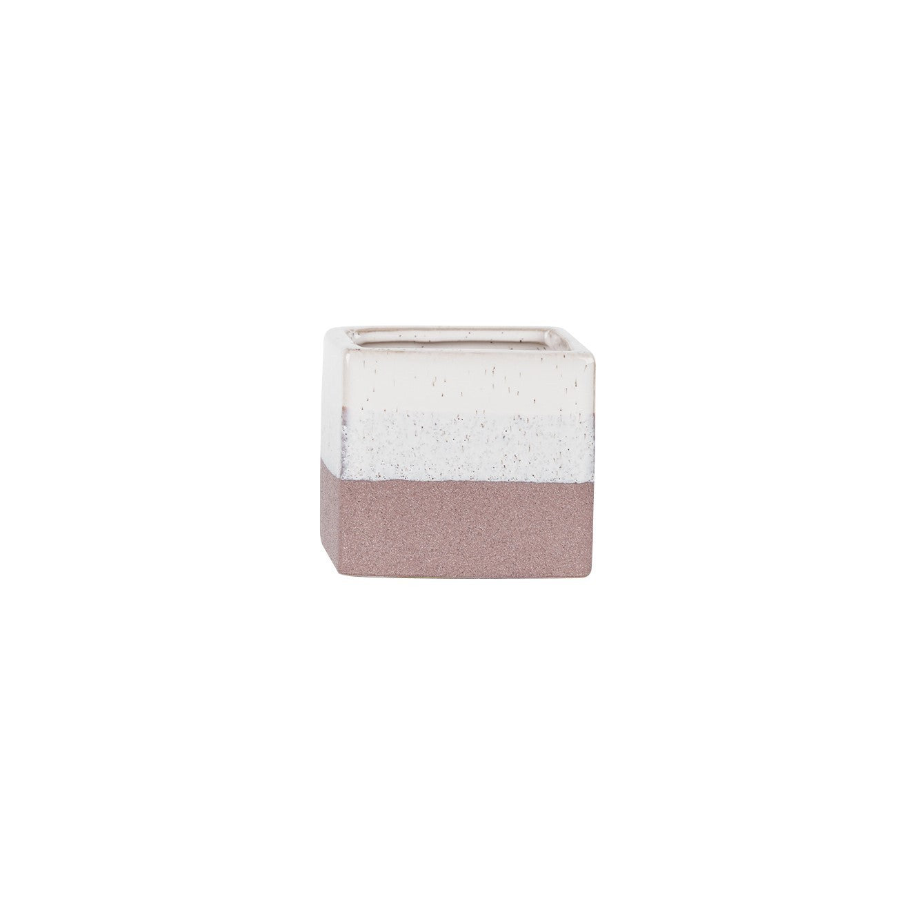 Hortus Pink & White Bordeaux Stoneware Cube (9.5cm H x 10.5cm W)