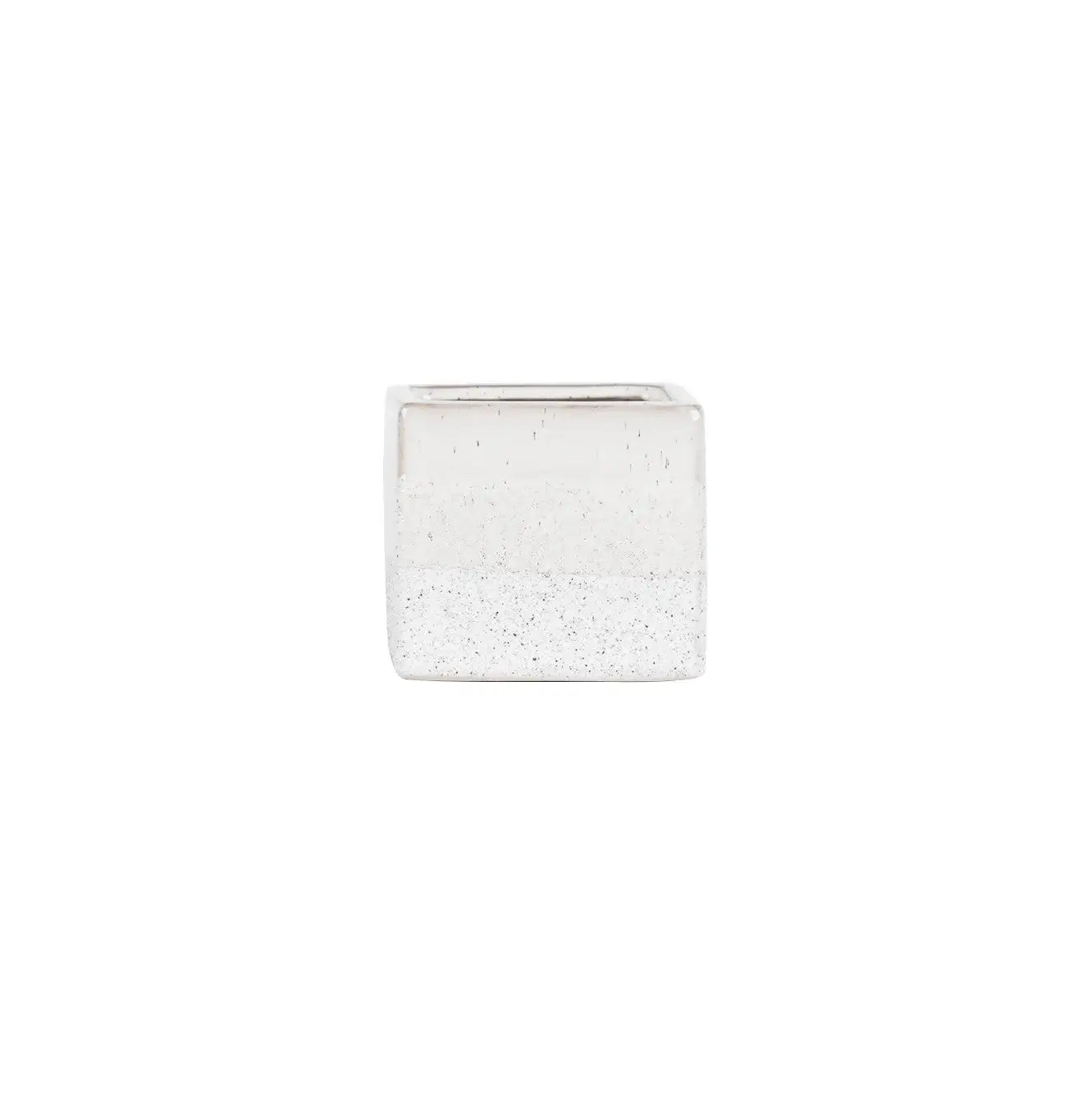 Hortus White Bordeaux Stoneware Cube (9.5cm H x 10.5cm W)