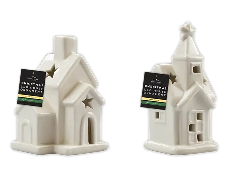 Ceramic LED House Ornament (Assorted)