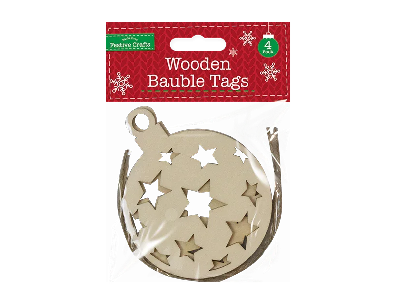 Wooden Baubles Tags (4 Pack)