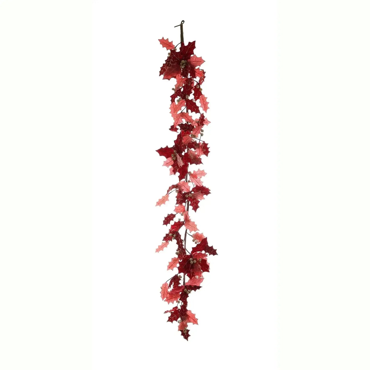 Holly Leaves Garland- Red and Gold (182cm)