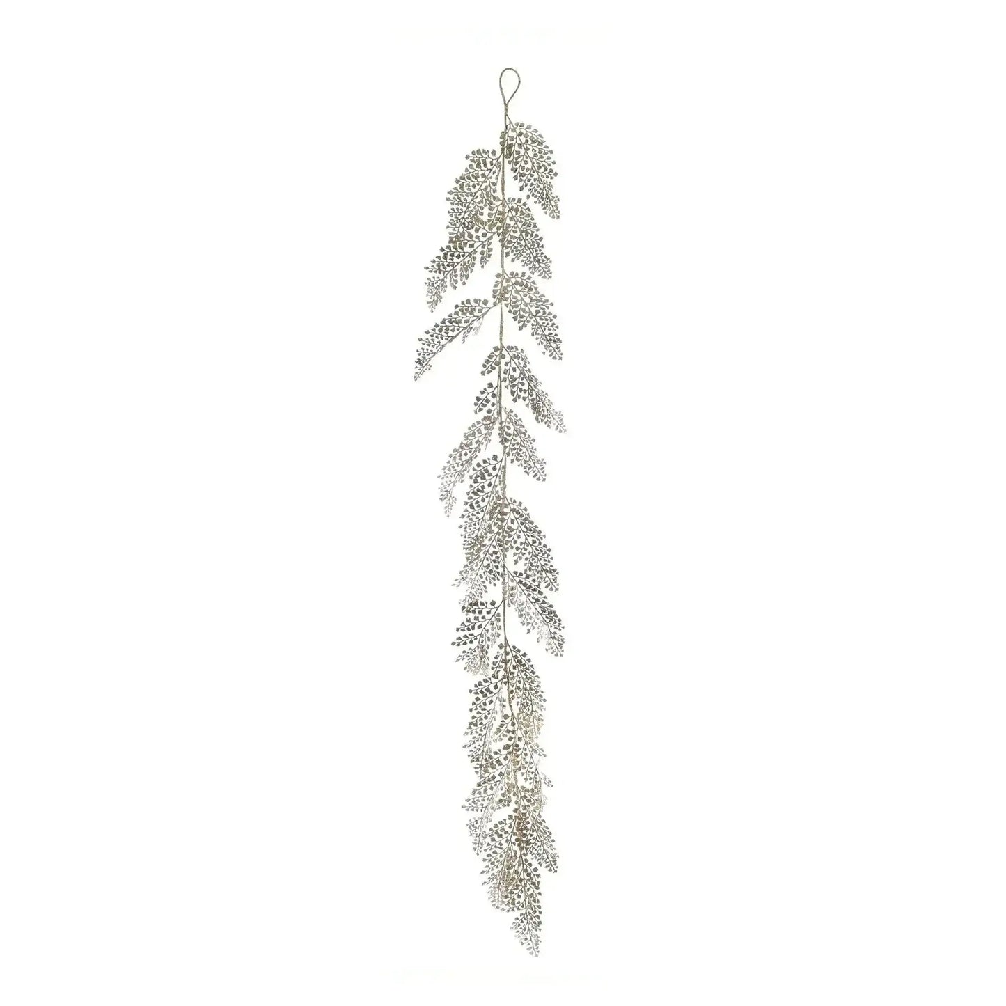 Silver glittered leaf garland for festive home décor and holiday decoration