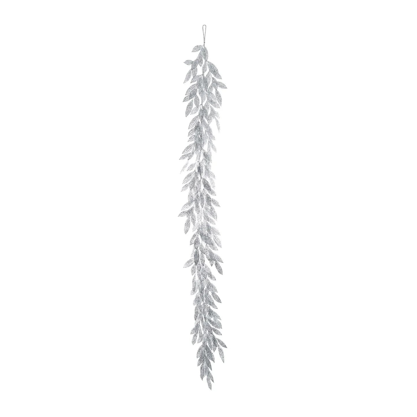 Glitter Leaf Garland - Silver (183cm)