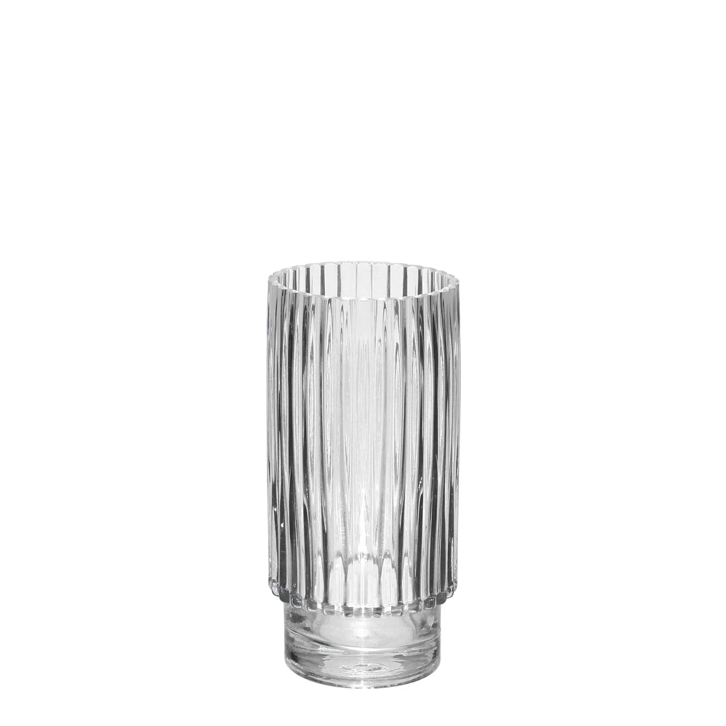 Discover the Clear Vase Wide Ribbed (20cm x 9.5cm) at Bristow Direct