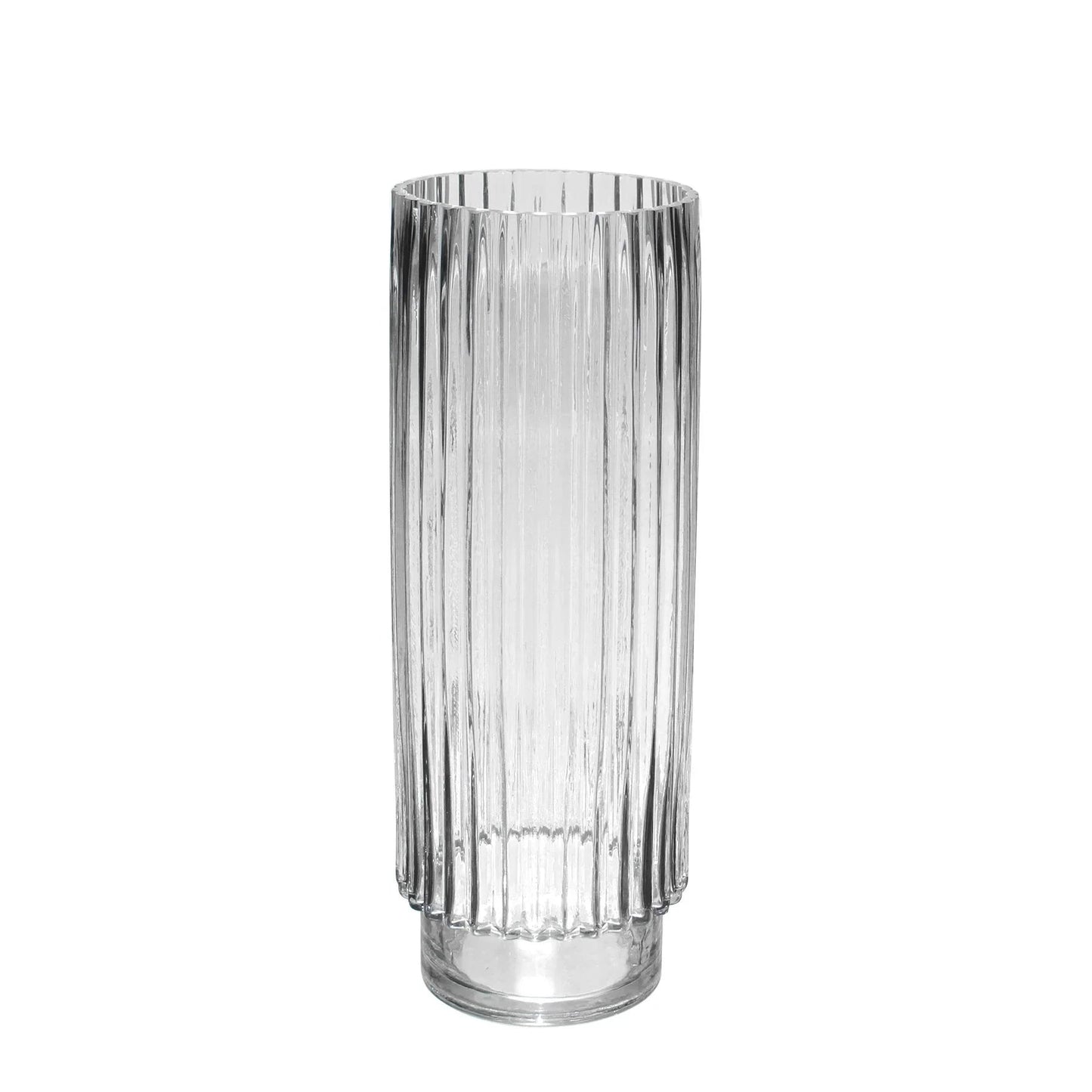 Clear Wide Ribbed Glass Vase (40cm)
