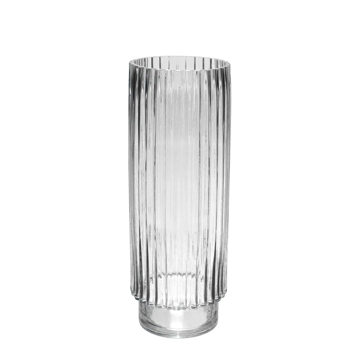 Clear Wide Ribbed Glass Vase (40cm)