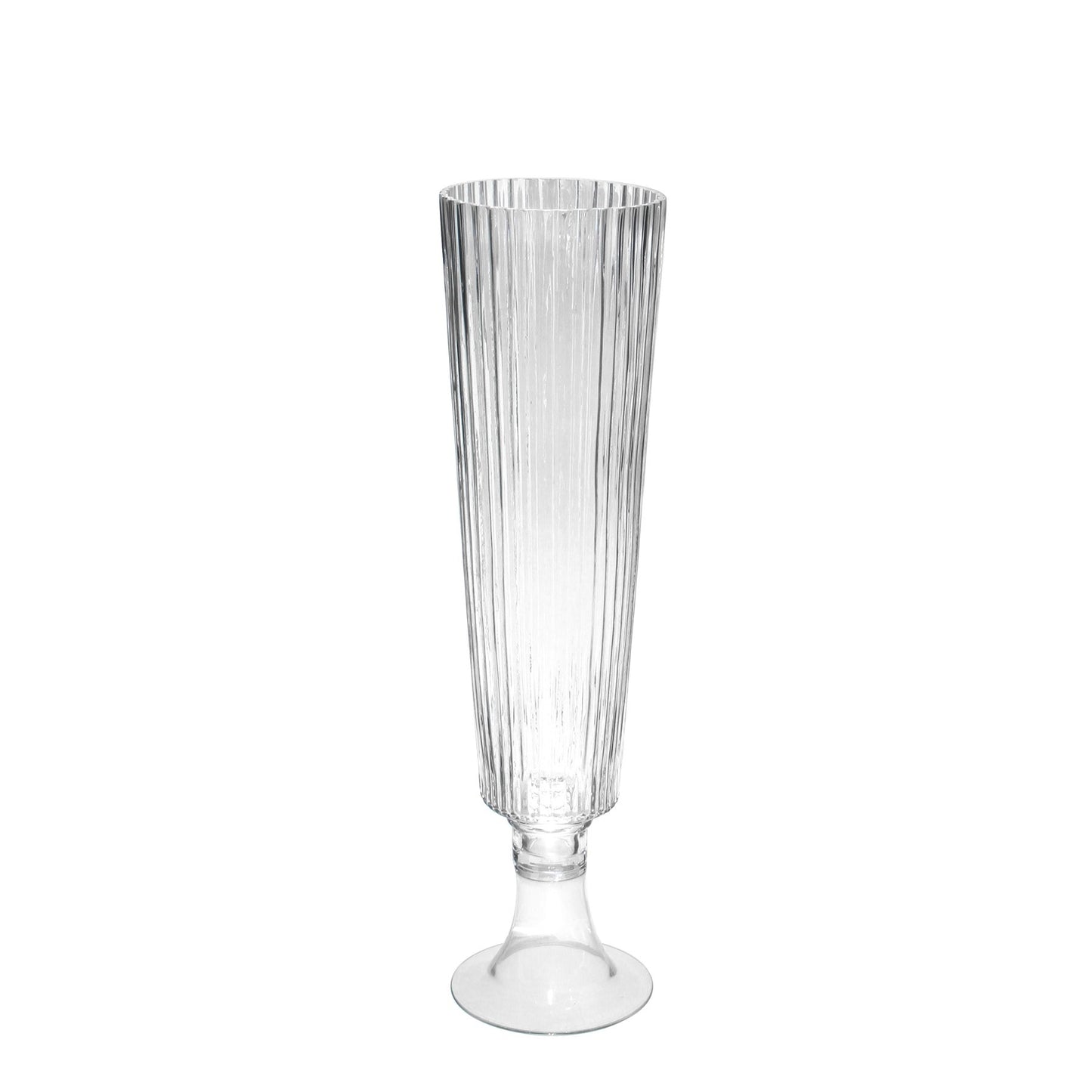 Discover the Clear Tall Ribbed Fluted Glass Vase (65cm) at Bristow Direct