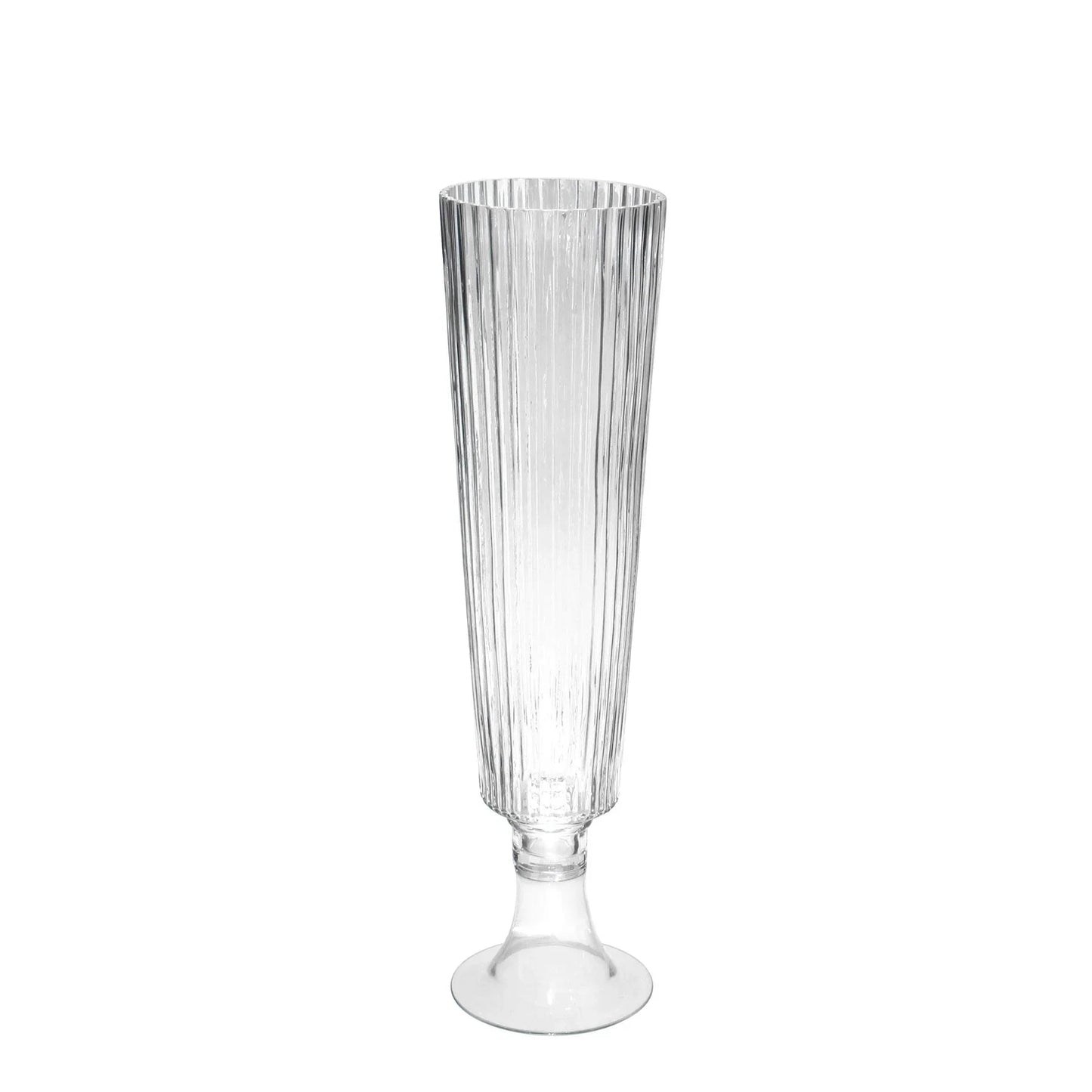 Clear Tall Ribbed Fluted Glass Vase (65cm)