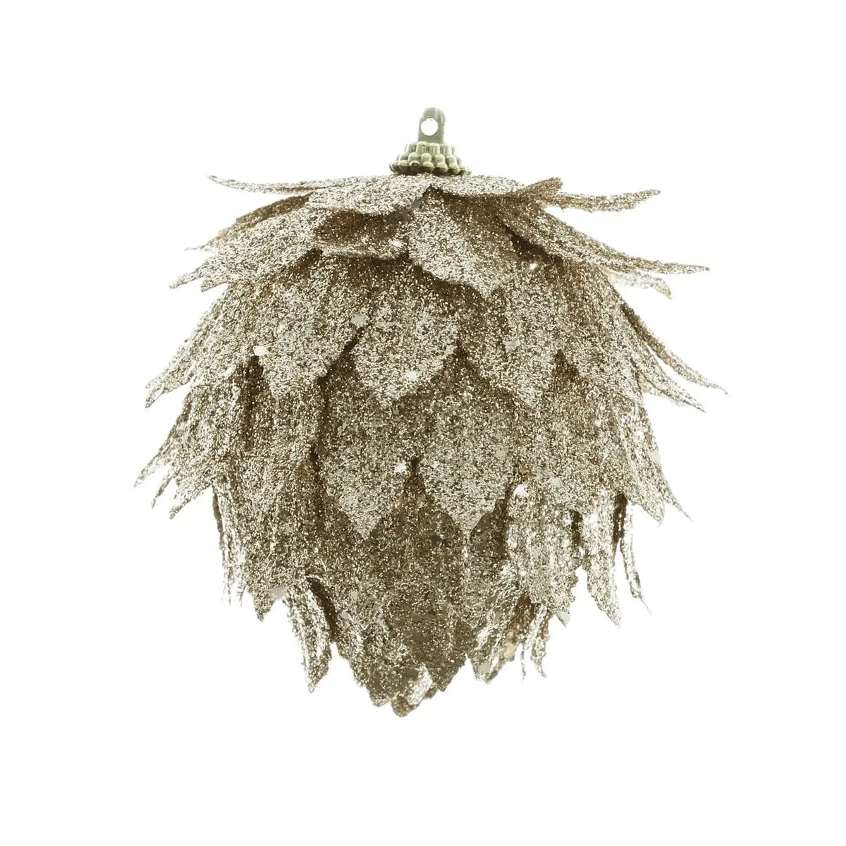 Glitter Floral Hanging Decoration - Gold (10cm)